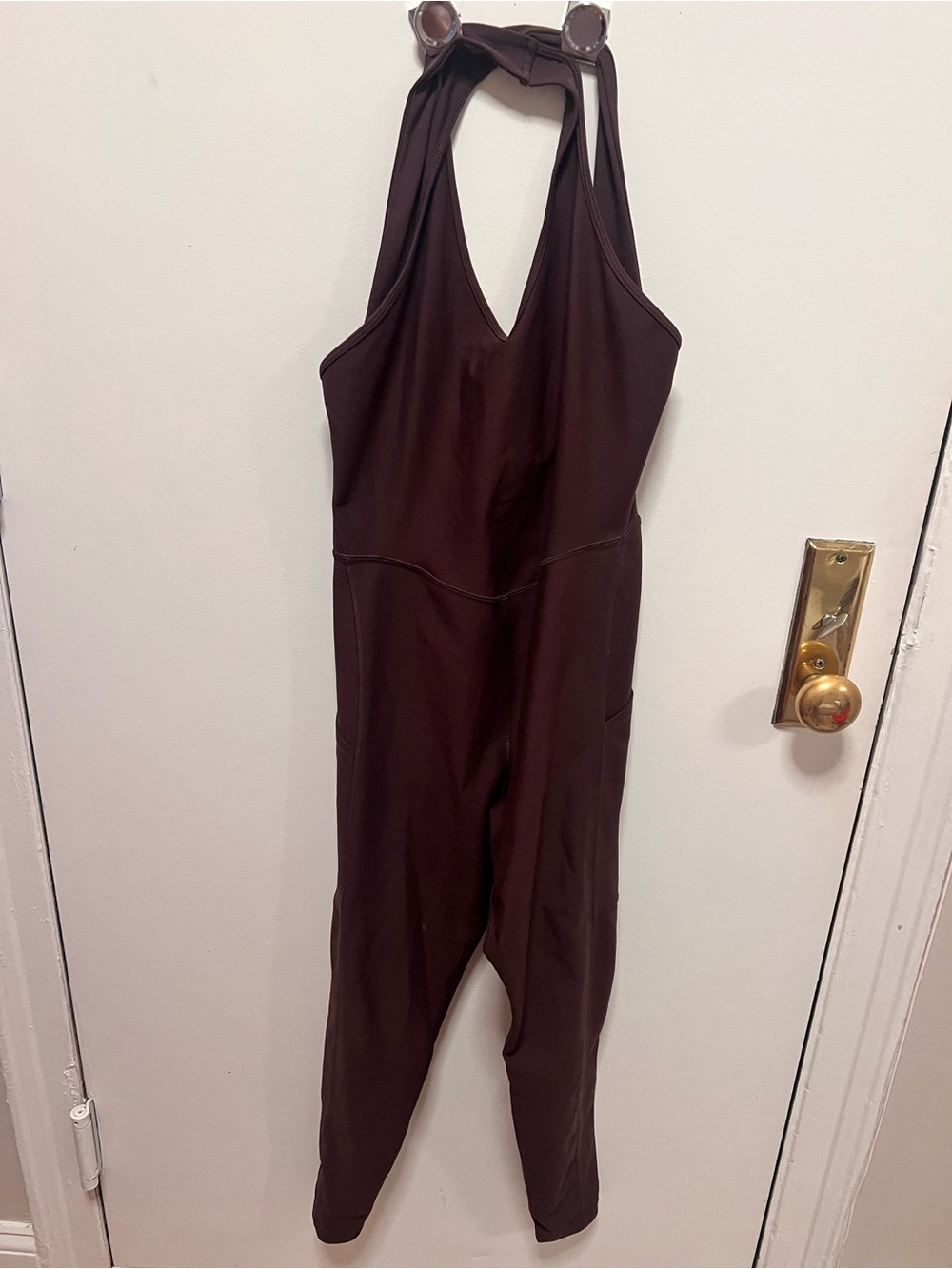 Women's Dark Brown Halter Jumpsuit old navy